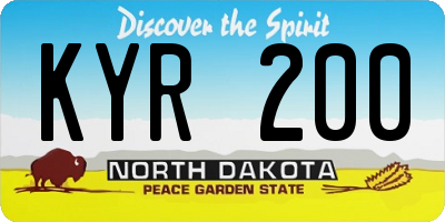 ND license plate KYR200