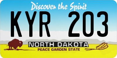 ND license plate KYR203