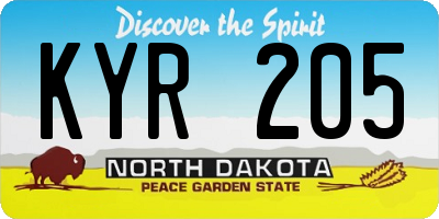 ND license plate KYR205