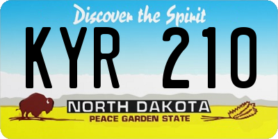 ND license plate KYR210