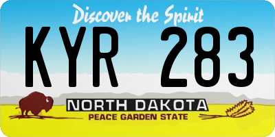 ND license plate KYR283