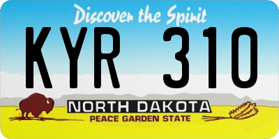ND license plate KYR310