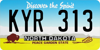ND license plate KYR313