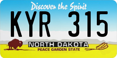 ND license plate KYR315