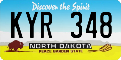 ND license plate KYR348