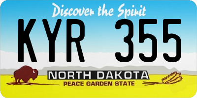 ND license plate KYR355
