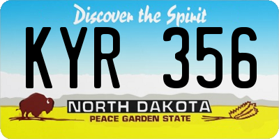 ND license plate KYR356