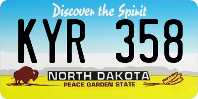 ND license plate KYR358