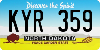 ND license plate KYR359