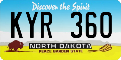 ND license plate KYR360
