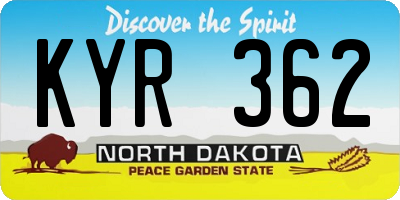 ND license plate KYR362