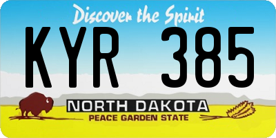 ND license plate KYR385