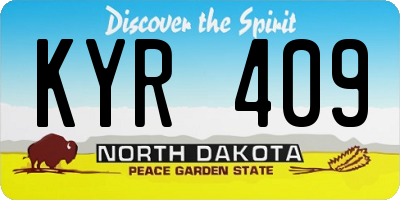 ND license plate KYR409