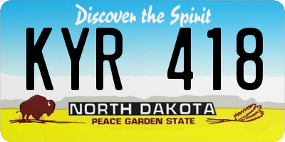 ND license plate KYR418