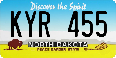 ND license plate KYR455