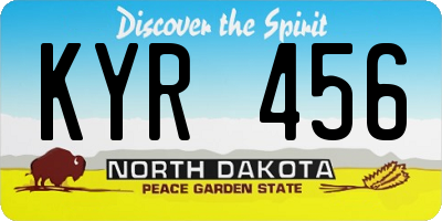 ND license plate KYR456