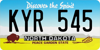 ND license plate KYR545