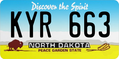 ND license plate KYR663