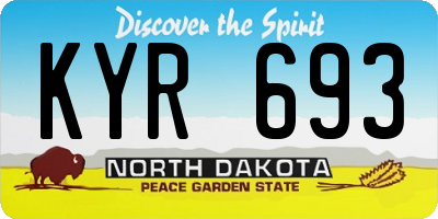 ND license plate KYR693
