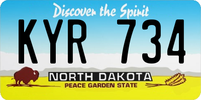 ND license plate KYR734