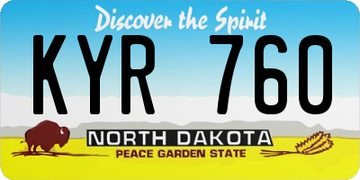 ND license plate KYR760