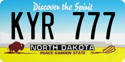 ND license plate KYR777