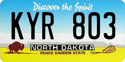 ND license plate KYR803