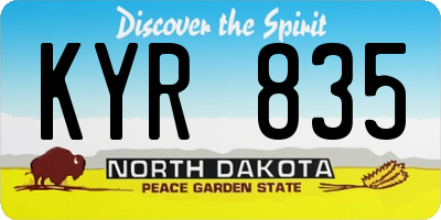 ND license plate KYR835
