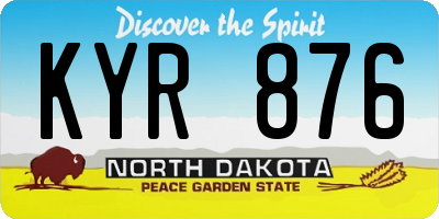 ND license plate KYR876