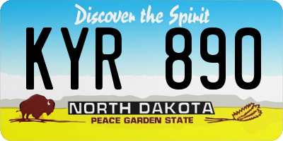 ND license plate KYR890