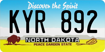 ND license plate KYR892