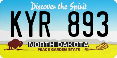 ND license plate KYR893