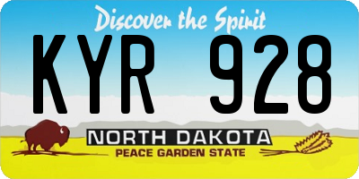 ND license plate KYR928