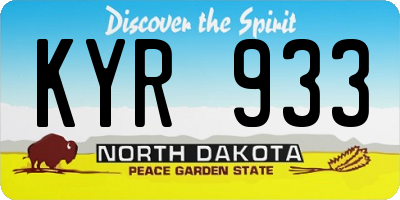 ND license plate KYR933