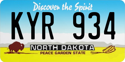 ND license plate KYR934