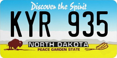 ND license plate KYR935
