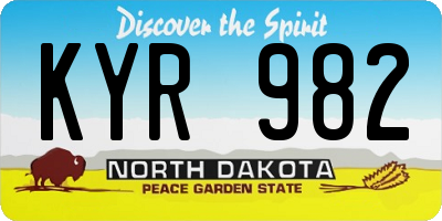 ND license plate KYR982