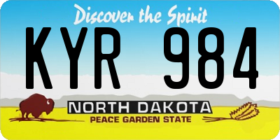 ND license plate KYR984