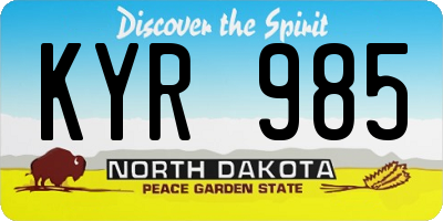 ND license plate KYR985
