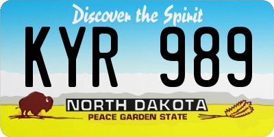 ND license plate KYR989