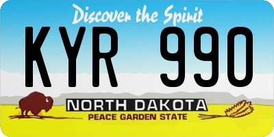 ND license plate KYR990