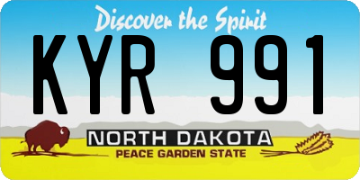 ND license plate KYR991