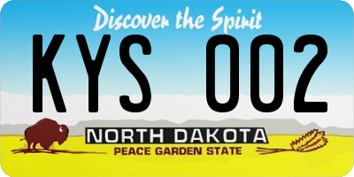 ND license plate KYS002