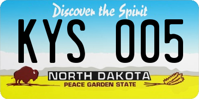 ND license plate KYS005