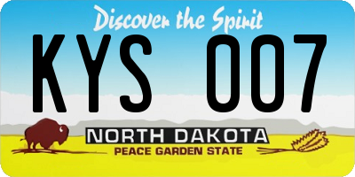 ND license plate KYS007