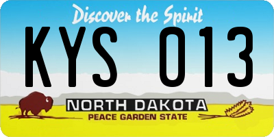 ND license plate KYS013