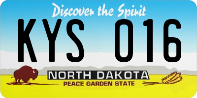 ND license plate KYS016