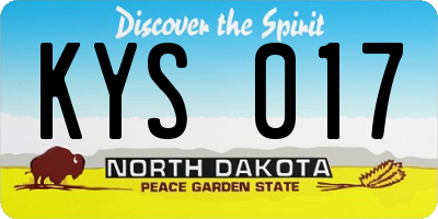 ND license plate KYS017