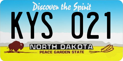 ND license plate KYS021