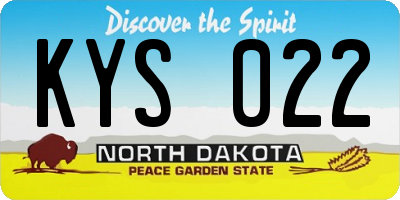 ND license plate KYS022